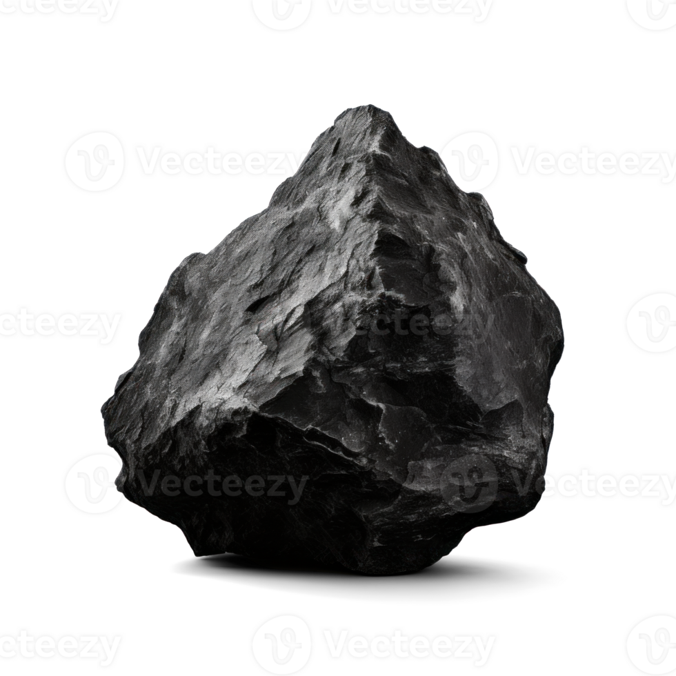 AI generated small rough black stone, png file of isolated cutout object on transparent background with shadow