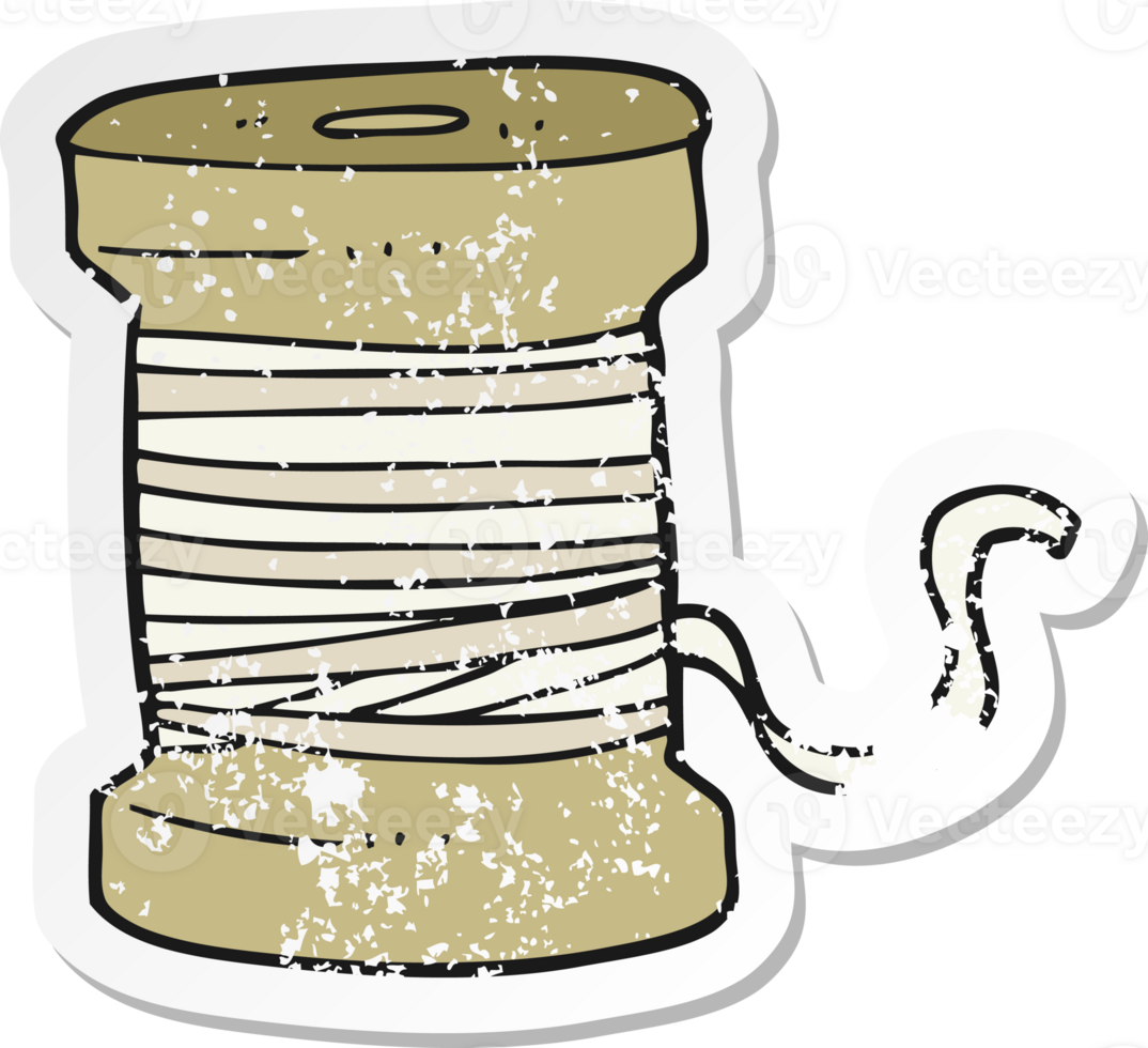 retro distressed sticker of a cartoon thread png