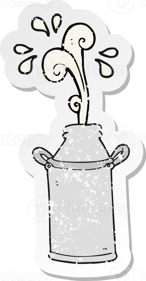 retro distressed sticker of a cartoon milk barrel png
