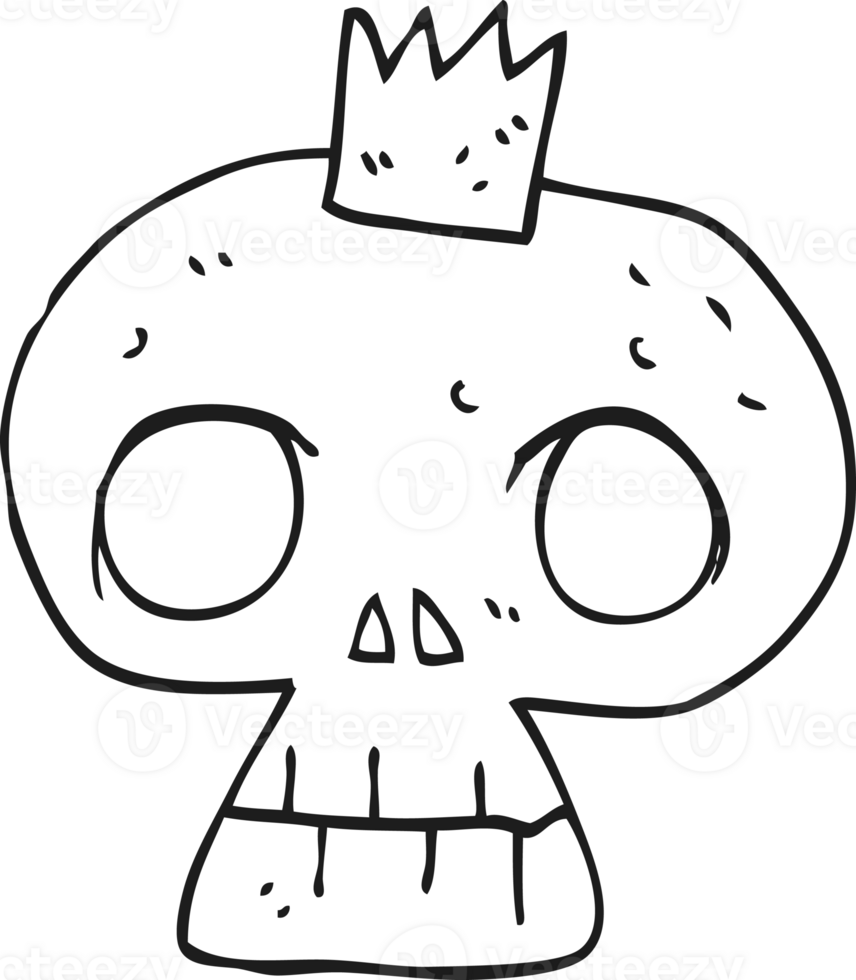 black and white cartoon skull with crown png