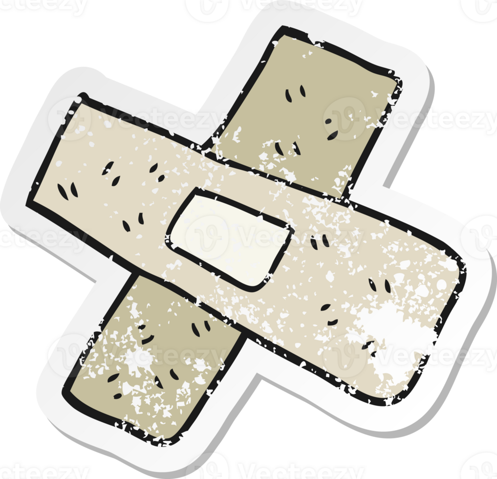retro distressed sticker of a cartoon sticking plaster png
