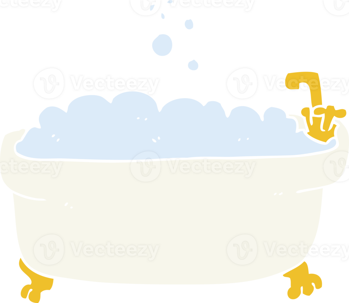 flat color illustration of a cartoon bathtub png