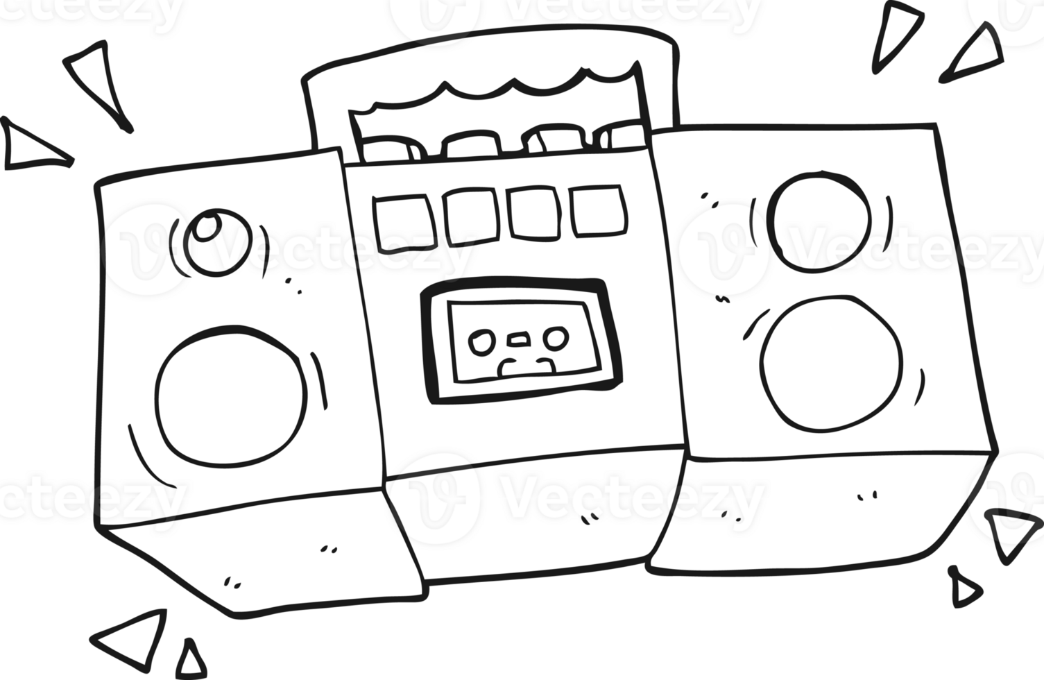 black and white cartoon cassette tape player png