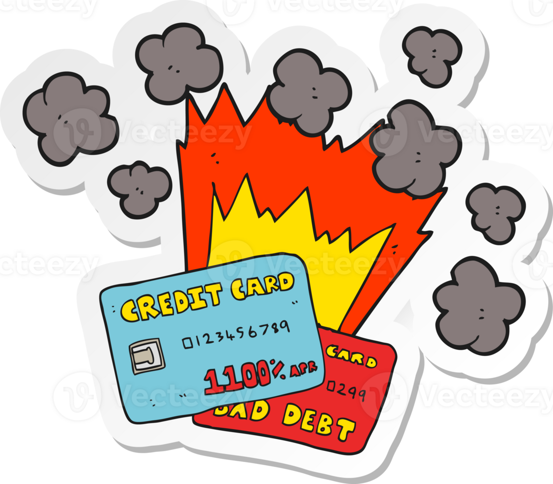 sticker of a cartoon credit card debt png