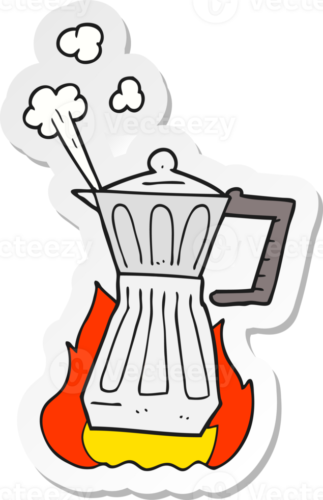 sticker of a cartoon espresso stovetop maker png