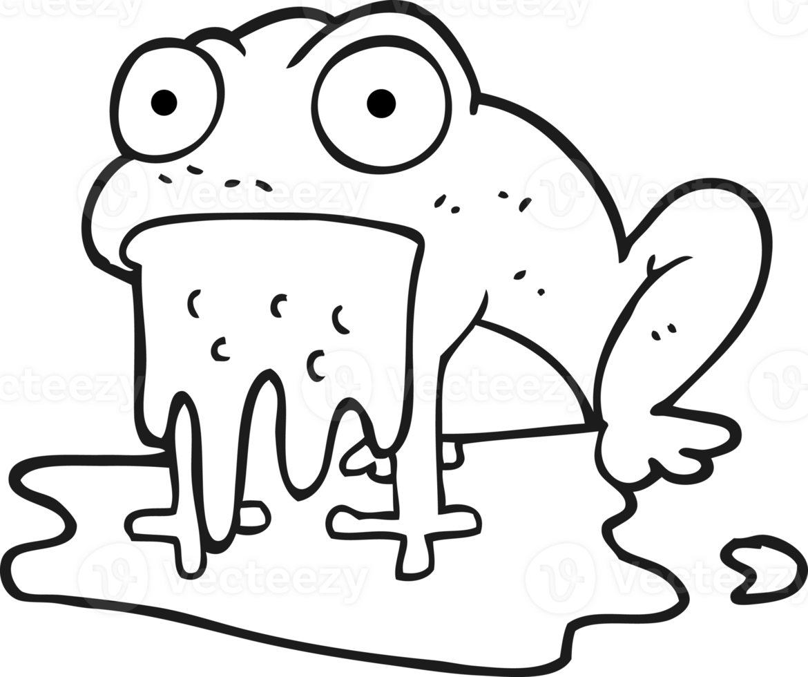 black and white cartoon gross little frog png