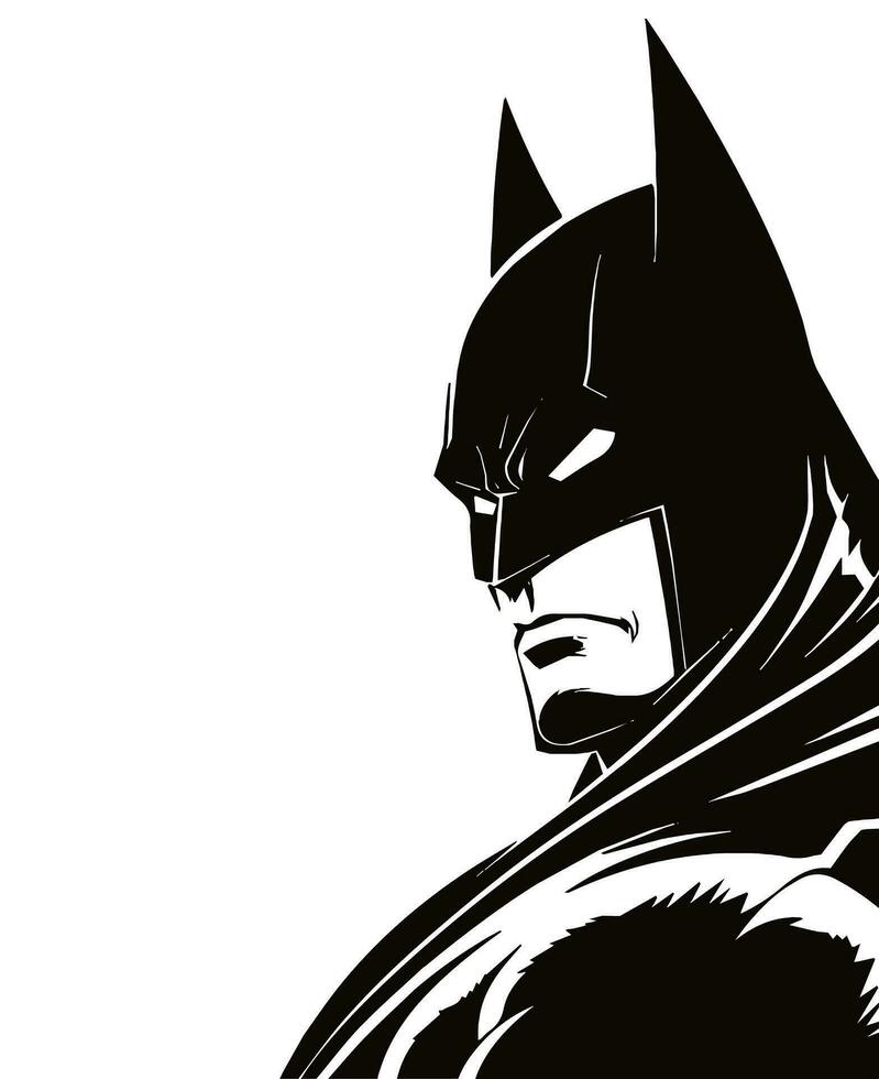 Superhero, Black and White Vector illustration