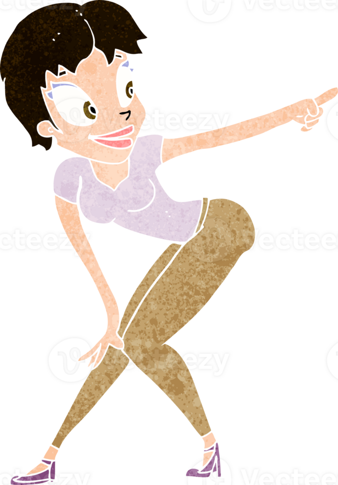 cartoon pretty woman pointing png