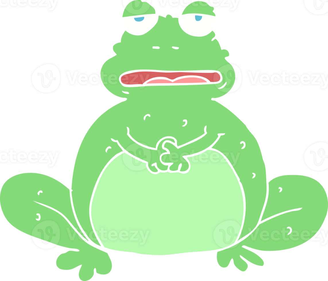 flat color illustration of a cartoon frog png