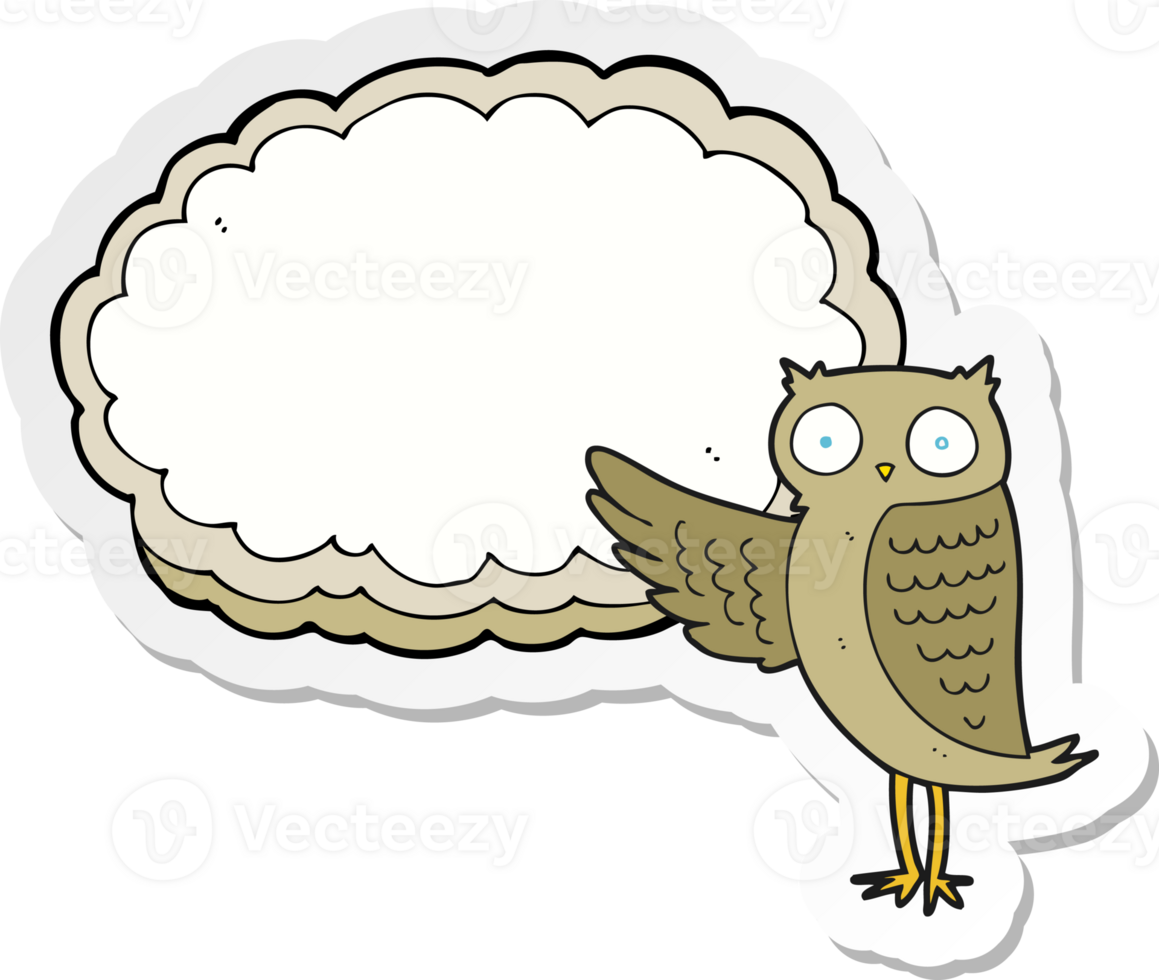 sticker of a cartoon owl pointing png