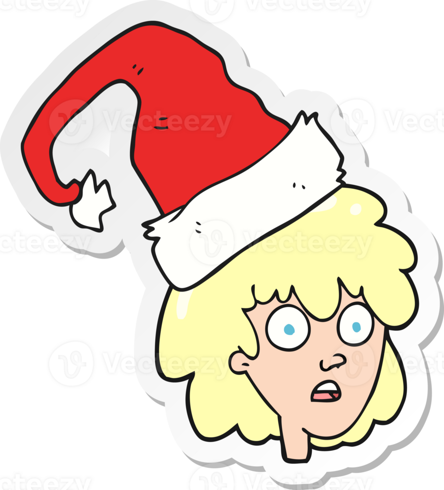 sticker of a cartoon woman with santa hat png