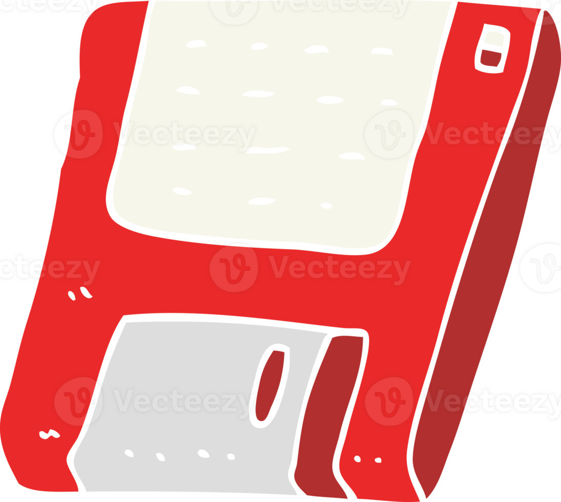 flat color illustration of a cartoon old computer disk png