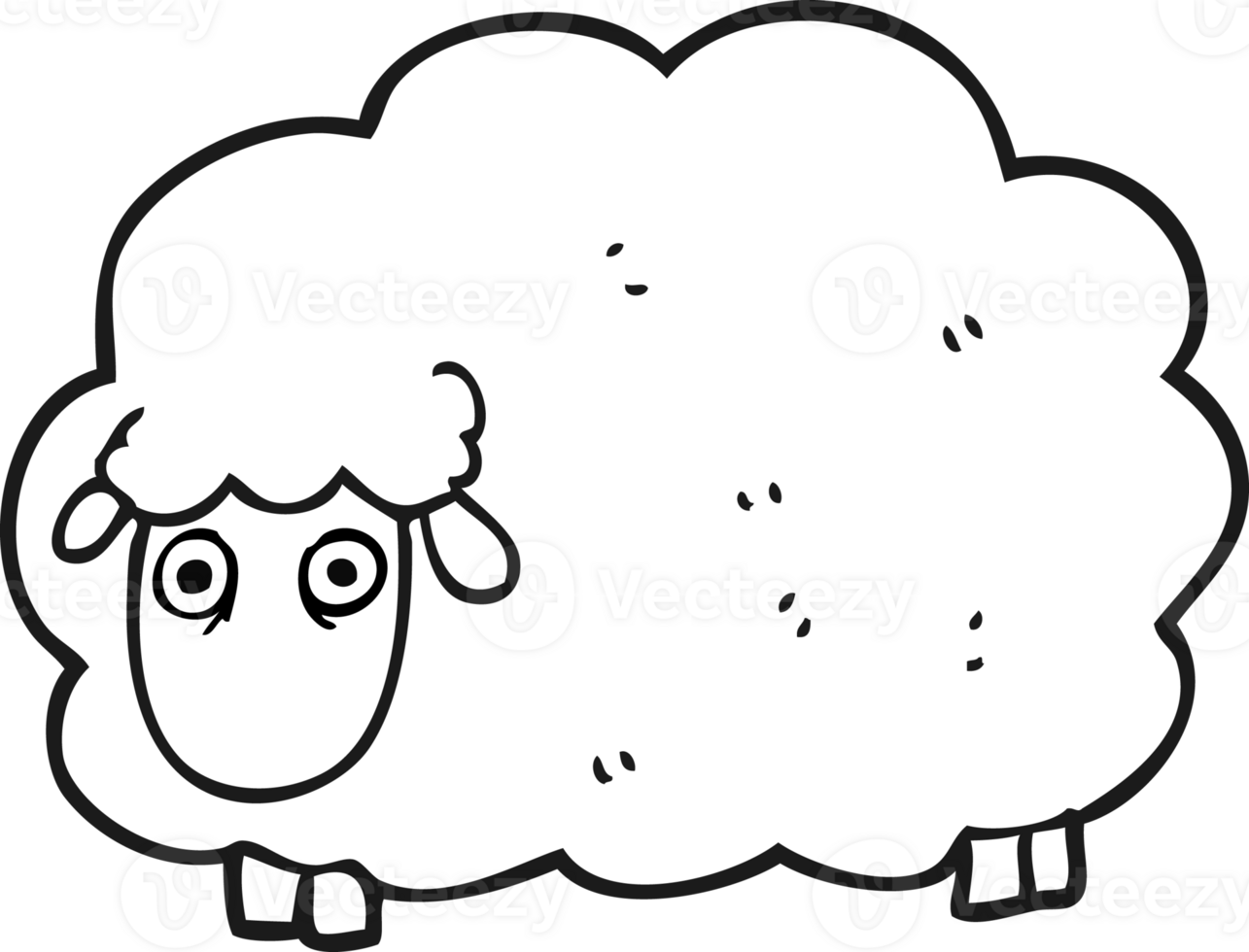 black and white cartoon farting sheep png