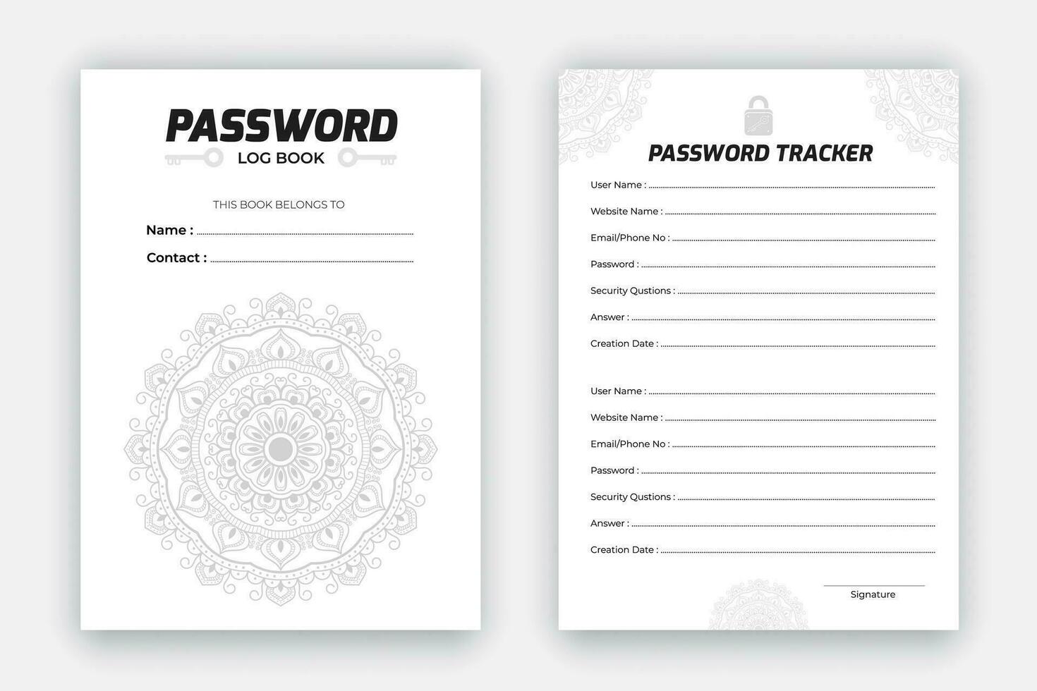 Kdp interior password tracker logobook o informazioni sul sito web e  modello di quaderno per tracker password