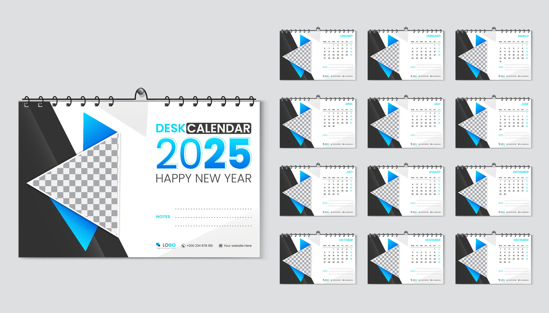 escritorio calendario 2025 planificador y corporativo diseño modelo