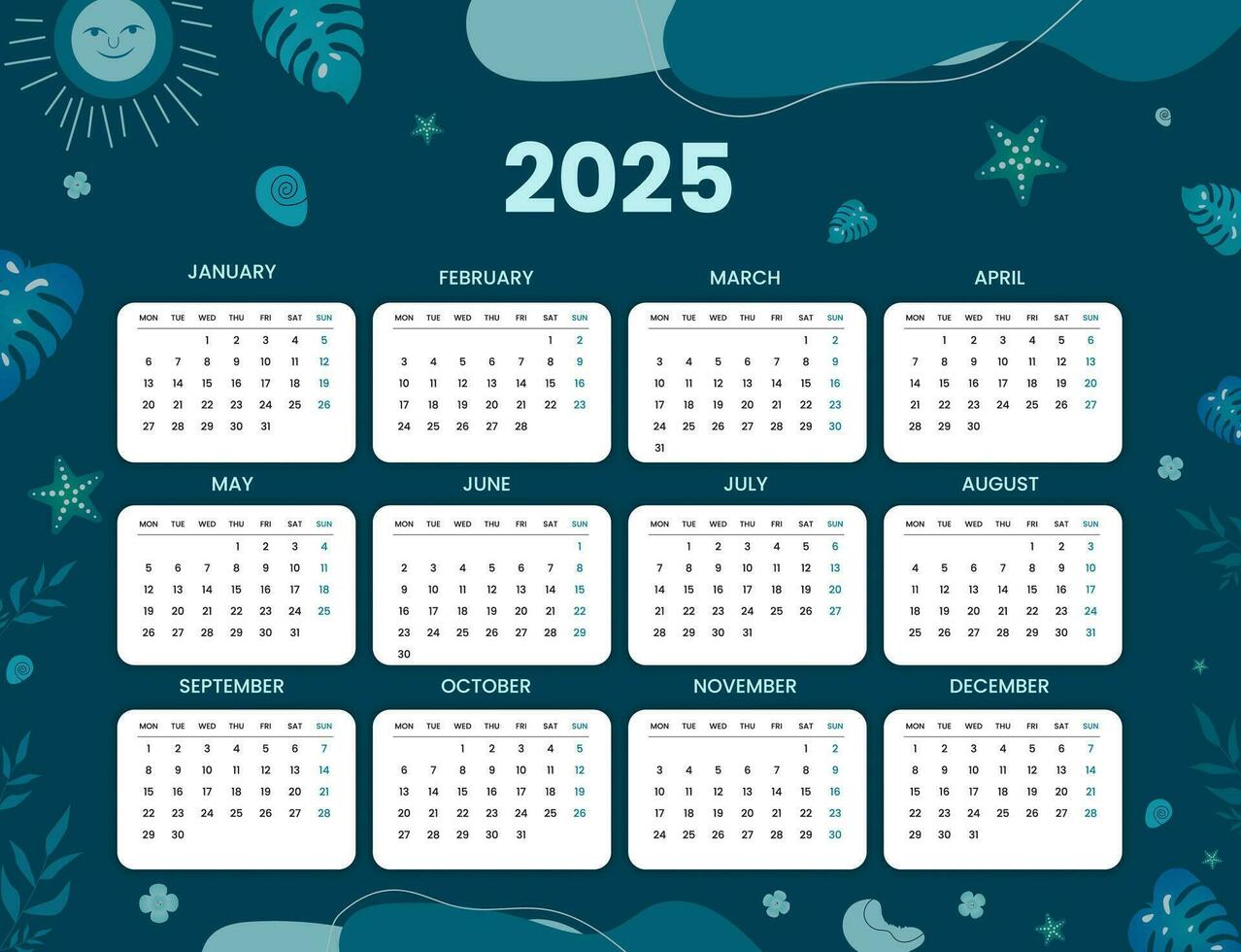 2025 minimalista calendario, un sencillo y elegante camino a permanecer organizado 2025 viaje calendario, un año de maravilloso fotografias desde alrededor el mundo 2025 planificador calendario vector