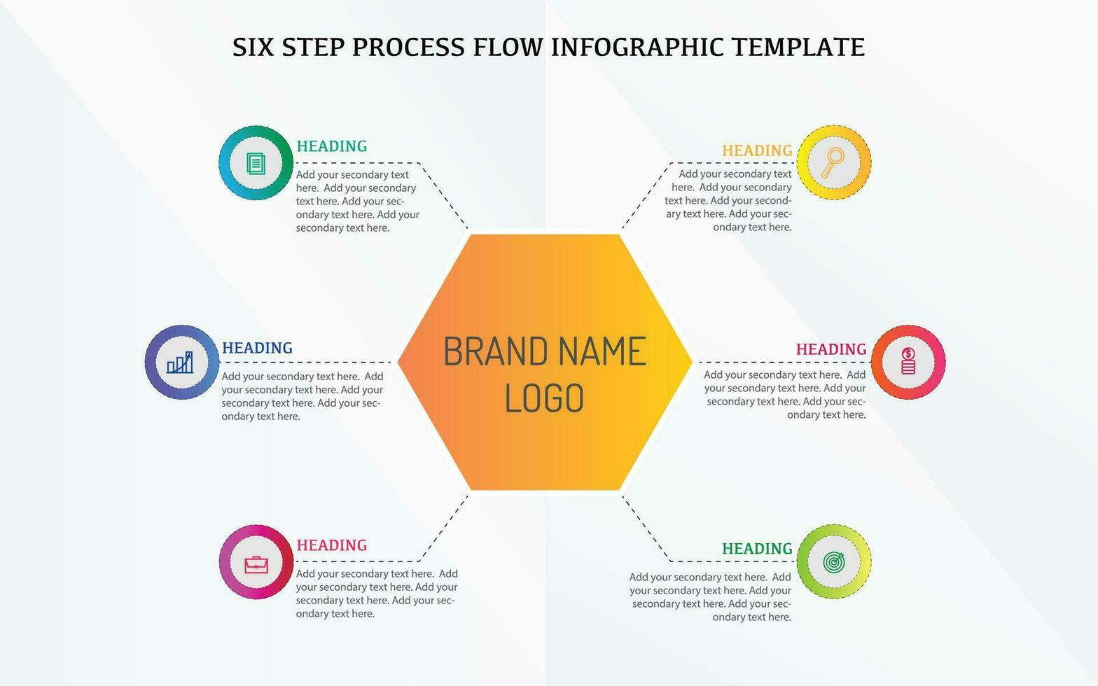 seis paso hexágono y circulo estilo infografía negocio modelo diseño. editable negocio infografía ilustración en hexágono forma vector