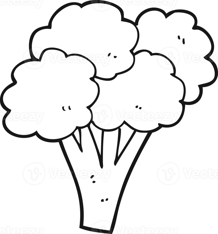 black and white cartoon broccoli png