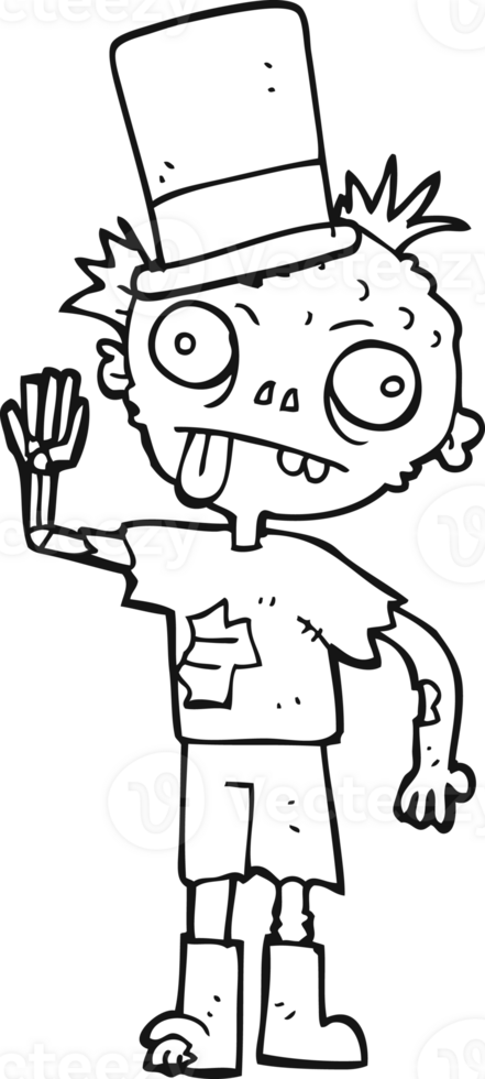 black and white cartoon zombie png