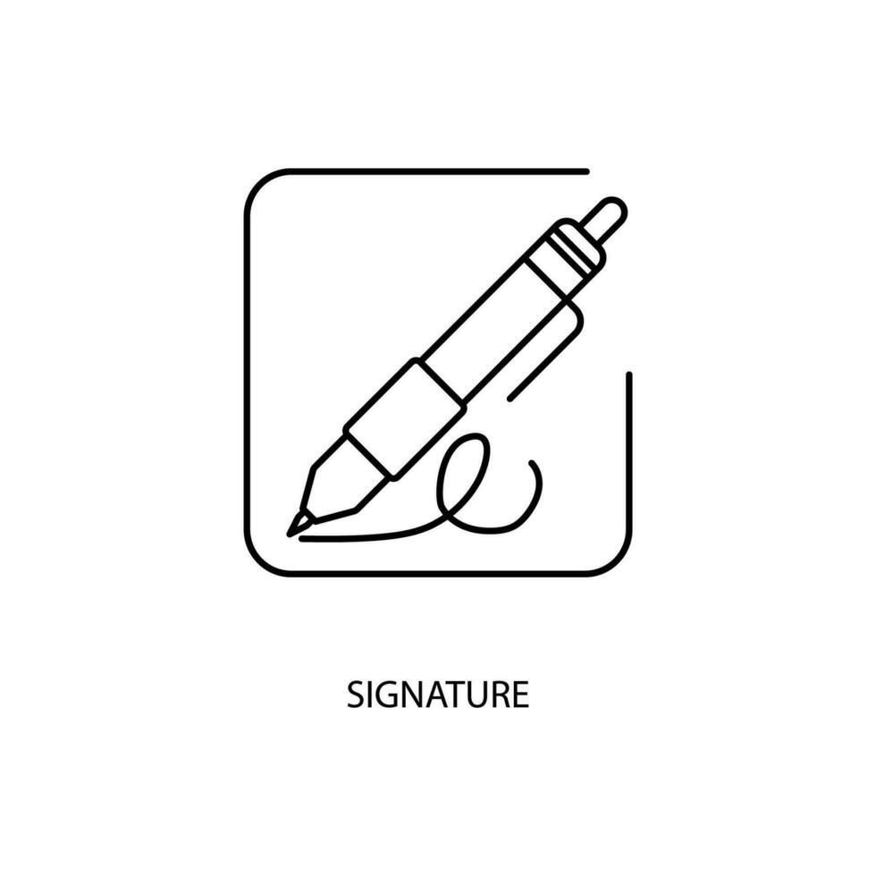 signature concept line icon. Simple element illustration. signature concept outline symbol design. vector