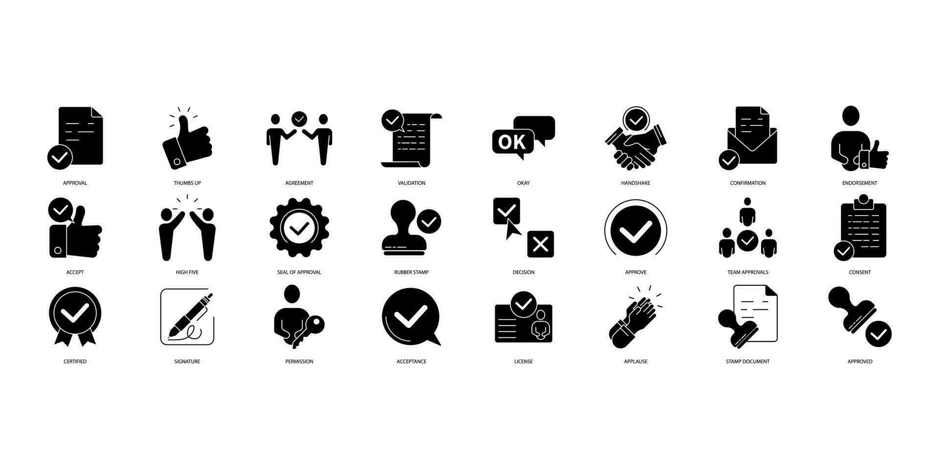 Approval icons set. Set of editable stroke icons.Vector set of Approval vector