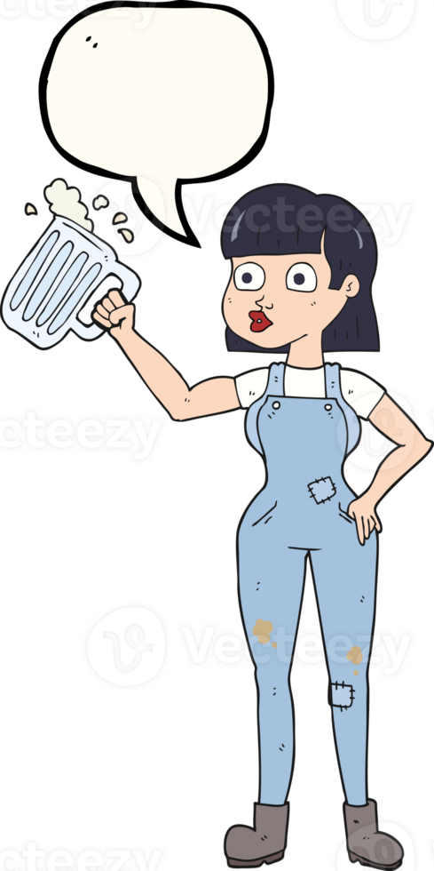 speech bubble cartoon woman with beer png