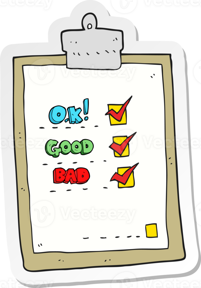sticker of a cartoon check list png