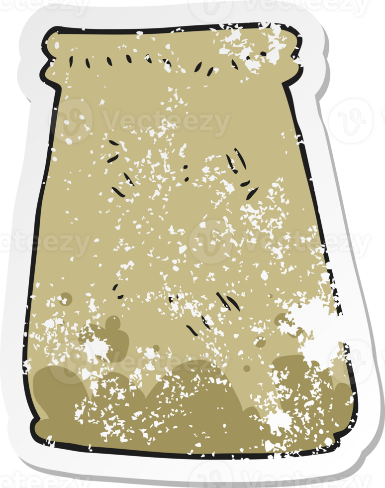 retro distressed sticker of a cartoon paper bag png