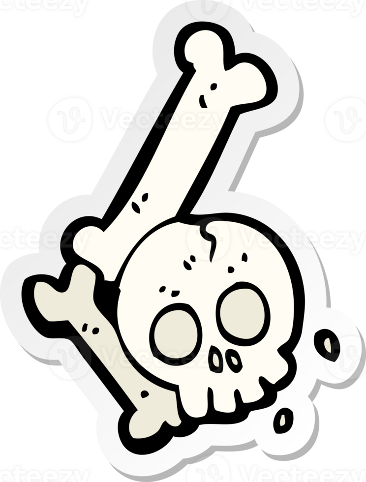 sticker of a cartoon halloween bone number png