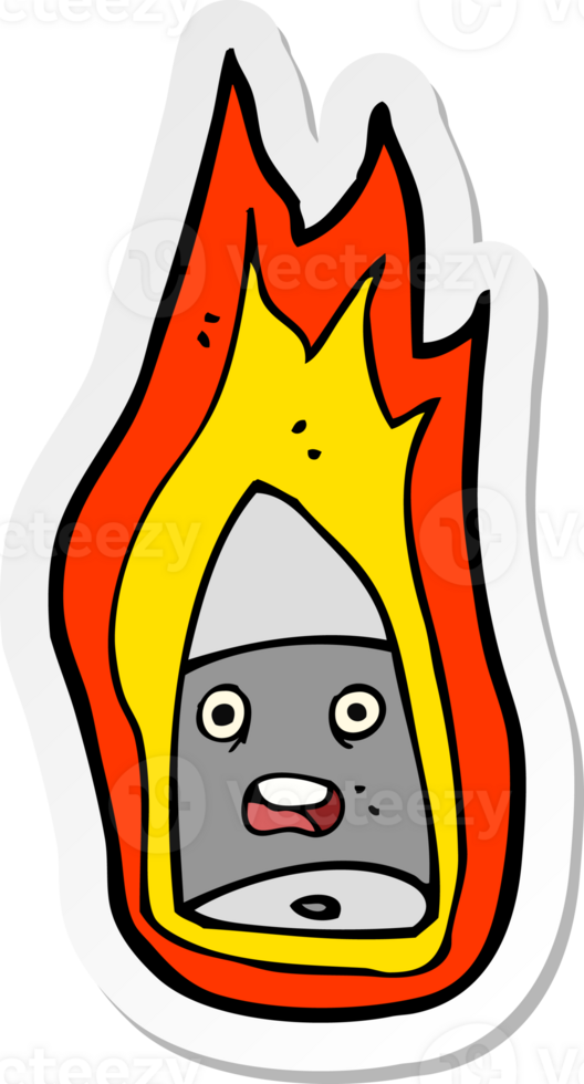 sticker of a cartoon flaming bullet png