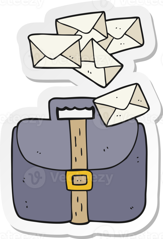 sticker of a cartoon briefcase spilling letters png