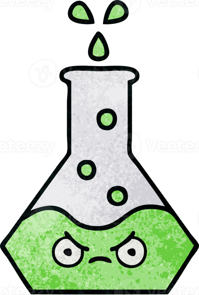 retro grunge texture cartoon science beaker png