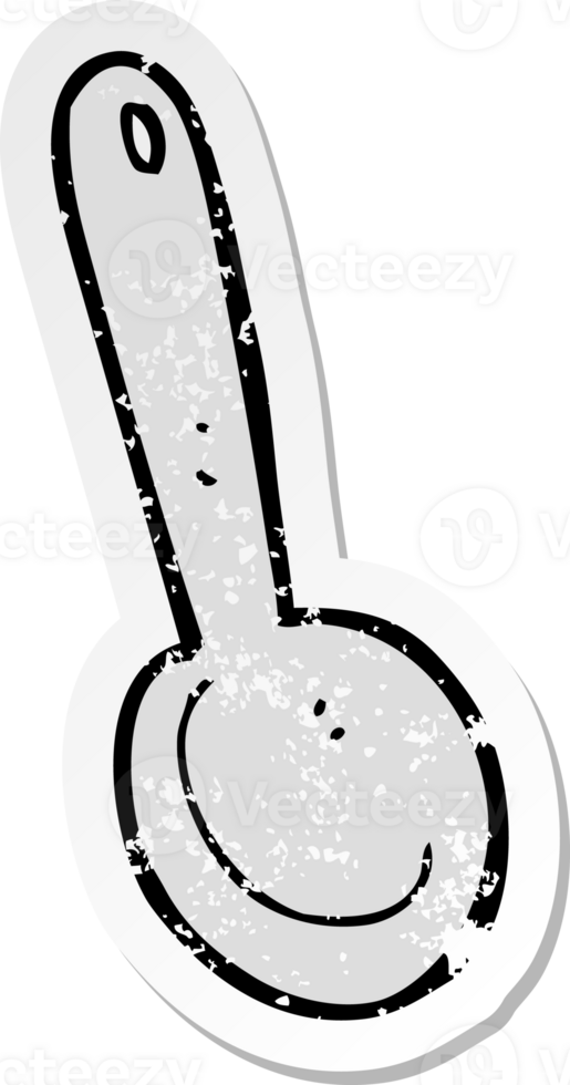 retro distressed sticker of a cartoon spoon png