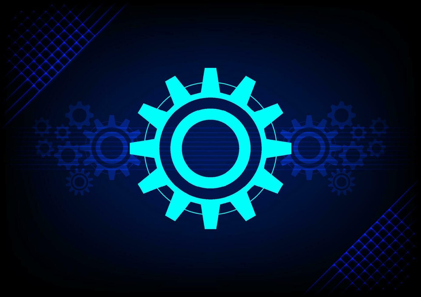 Innovation and business technology concept. Blue gear wheel mechanisms on blue technology abstract background. Hi-digital technology and engineering. vector