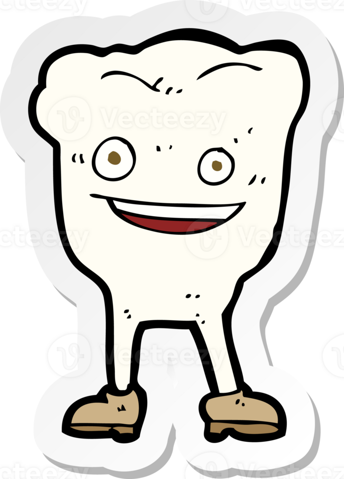 sticker of a cartoon happy tooth character png