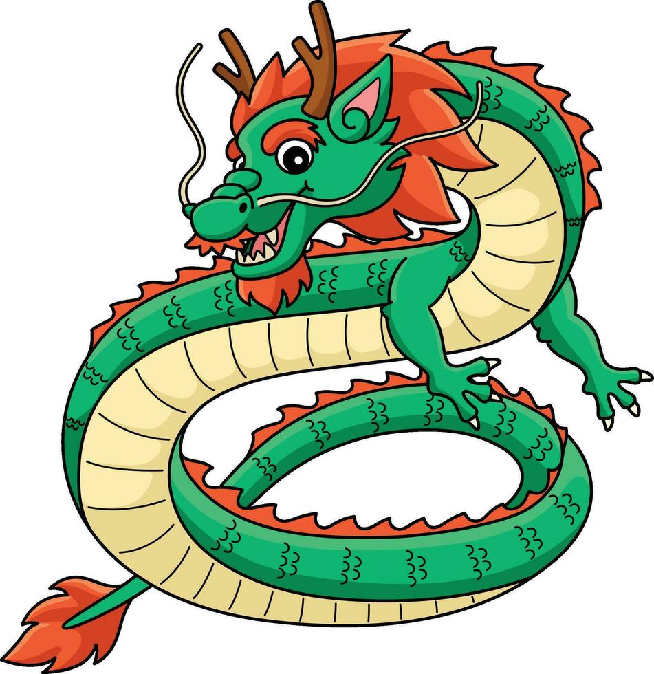 Year of the Dragon Dancing Dragon Cartoon Clipart vector