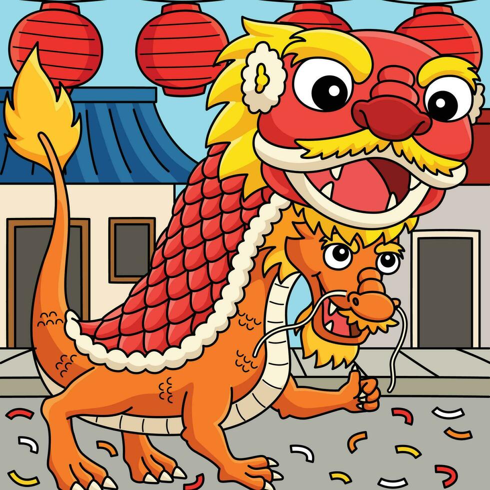 Year of the Dragon Chinese Dragon Colored Cartoon vector