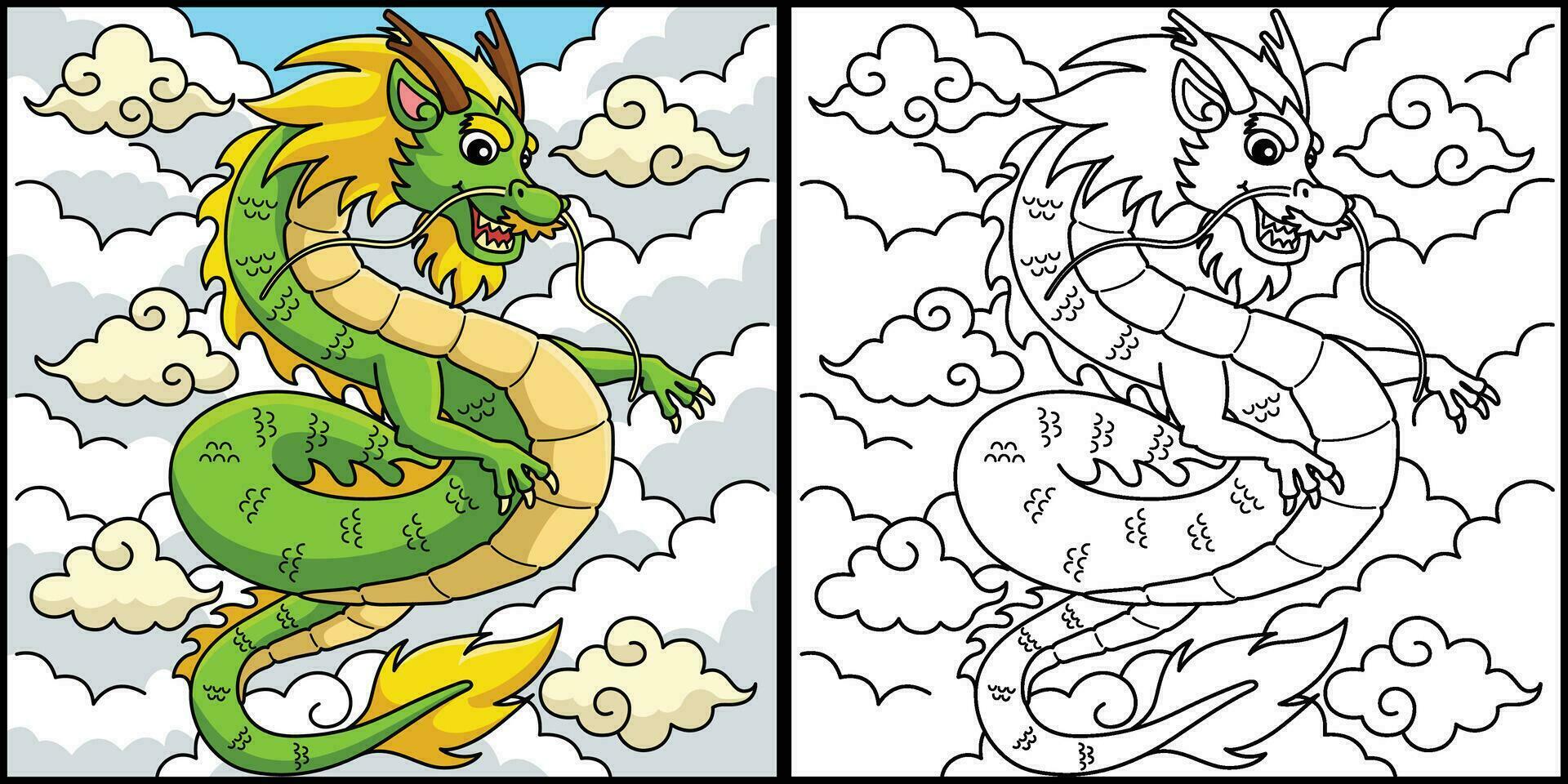 Year of the Dragon with Clouds Illustration vector