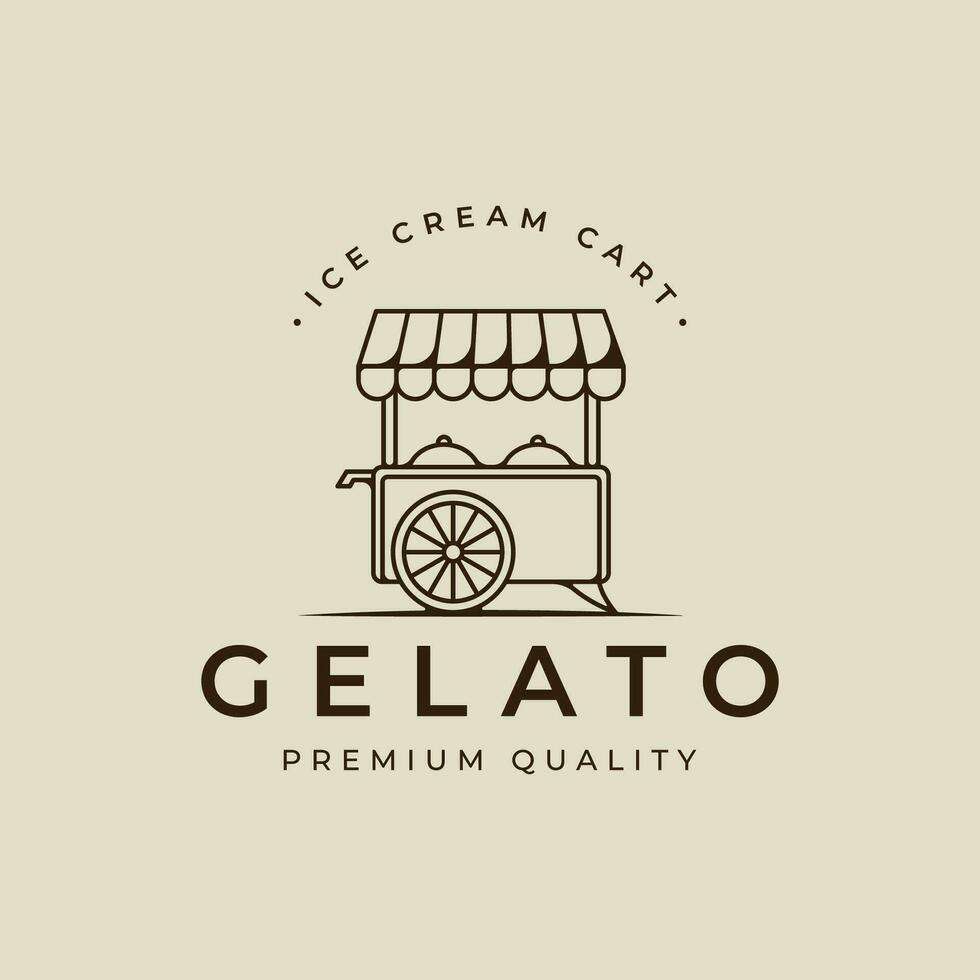 hielo crema carro logo línea Arte vector ilustración modelo icono gráfico diseño. comida congelado helado firmar o símbolo para negocio tienda con tipografía estilo