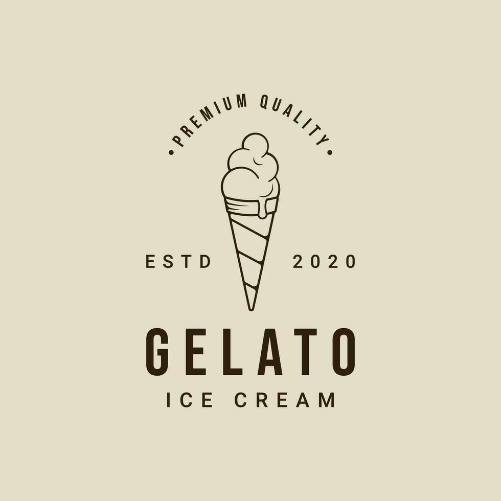 hielo crema logo línea Arte sencillo minimalista vector ilustración modelo icono gráfico diseño. comida congelado helado firmar o símbolo para tienda negocio con lineal tipografía estilo concepto