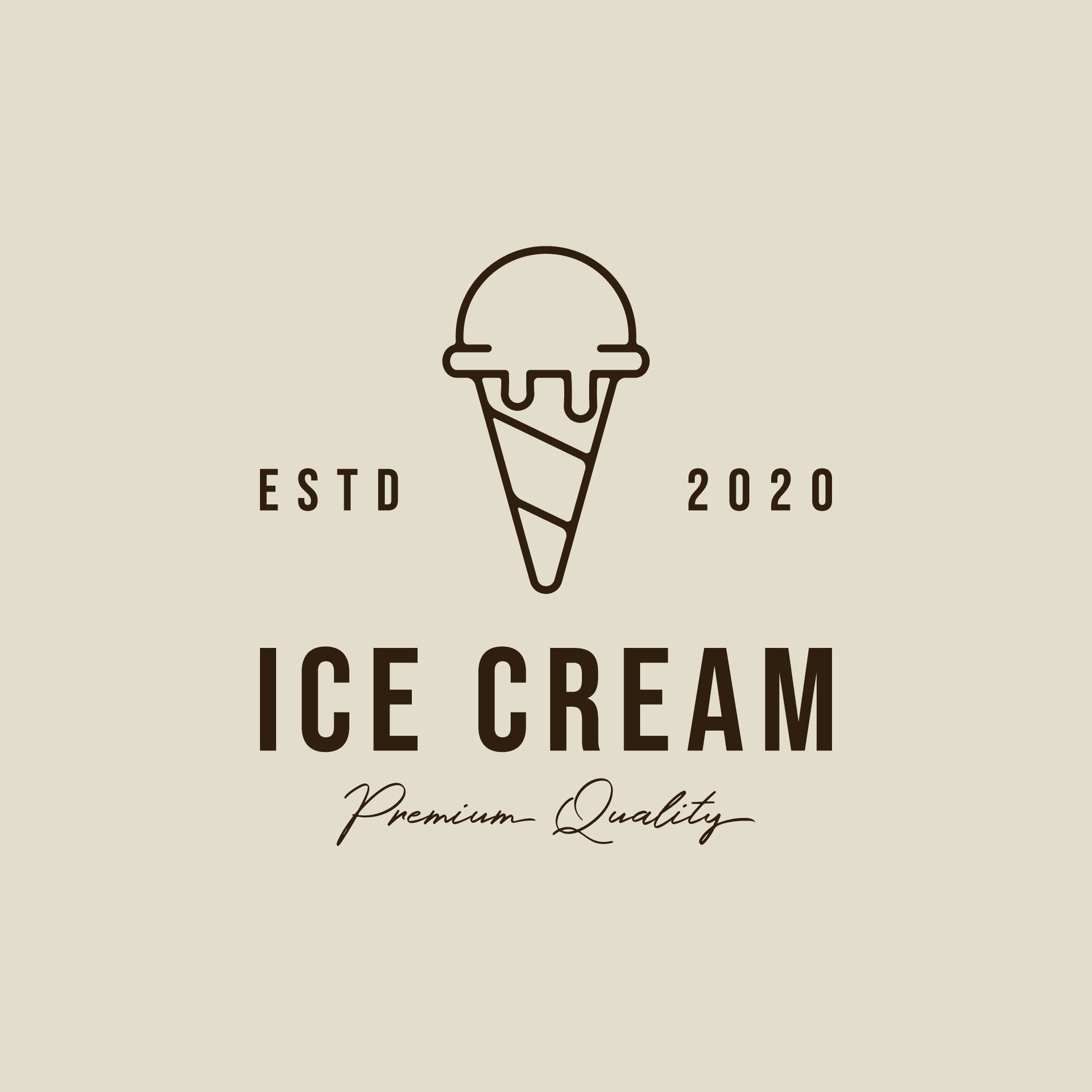 ice cream logo line art simple minimalist vector illustration template