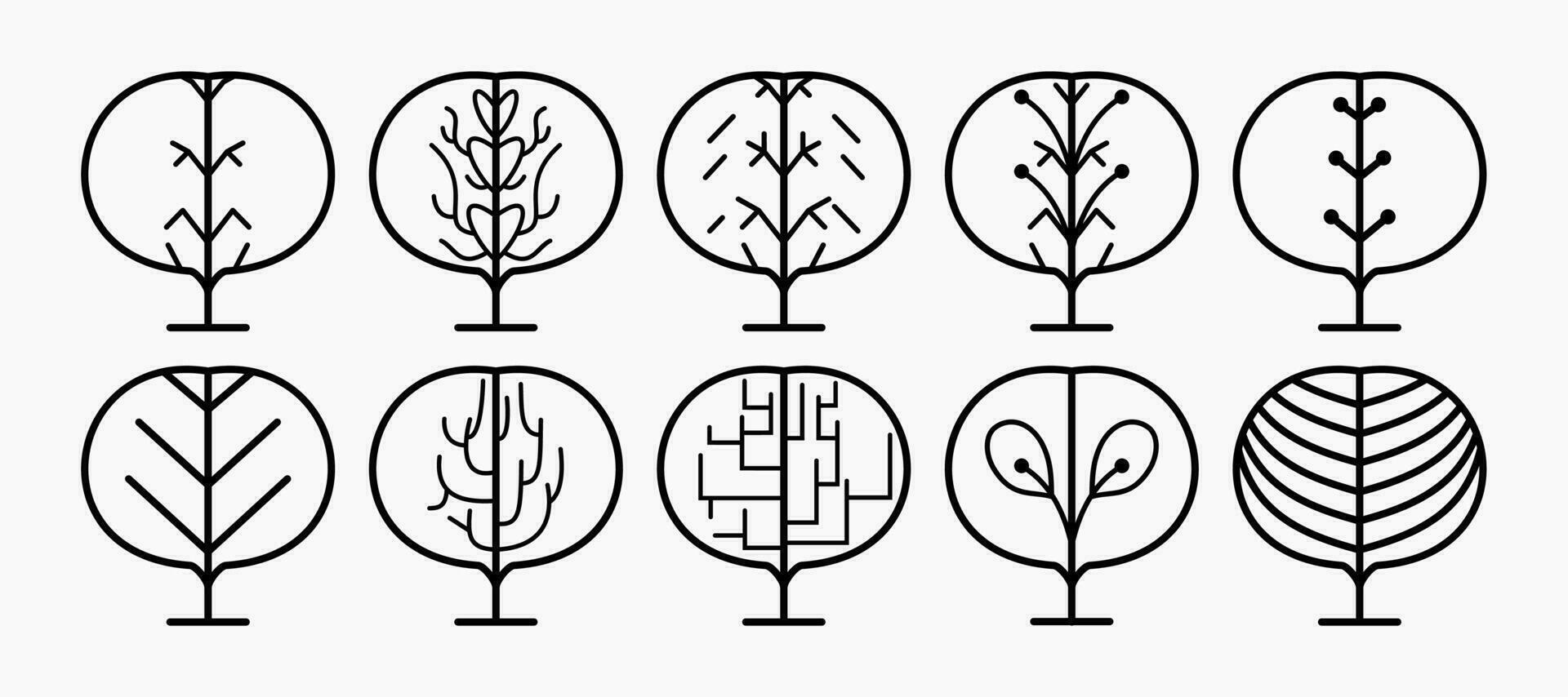 colección de sencillo y minimalista árbol ilustraciones vector