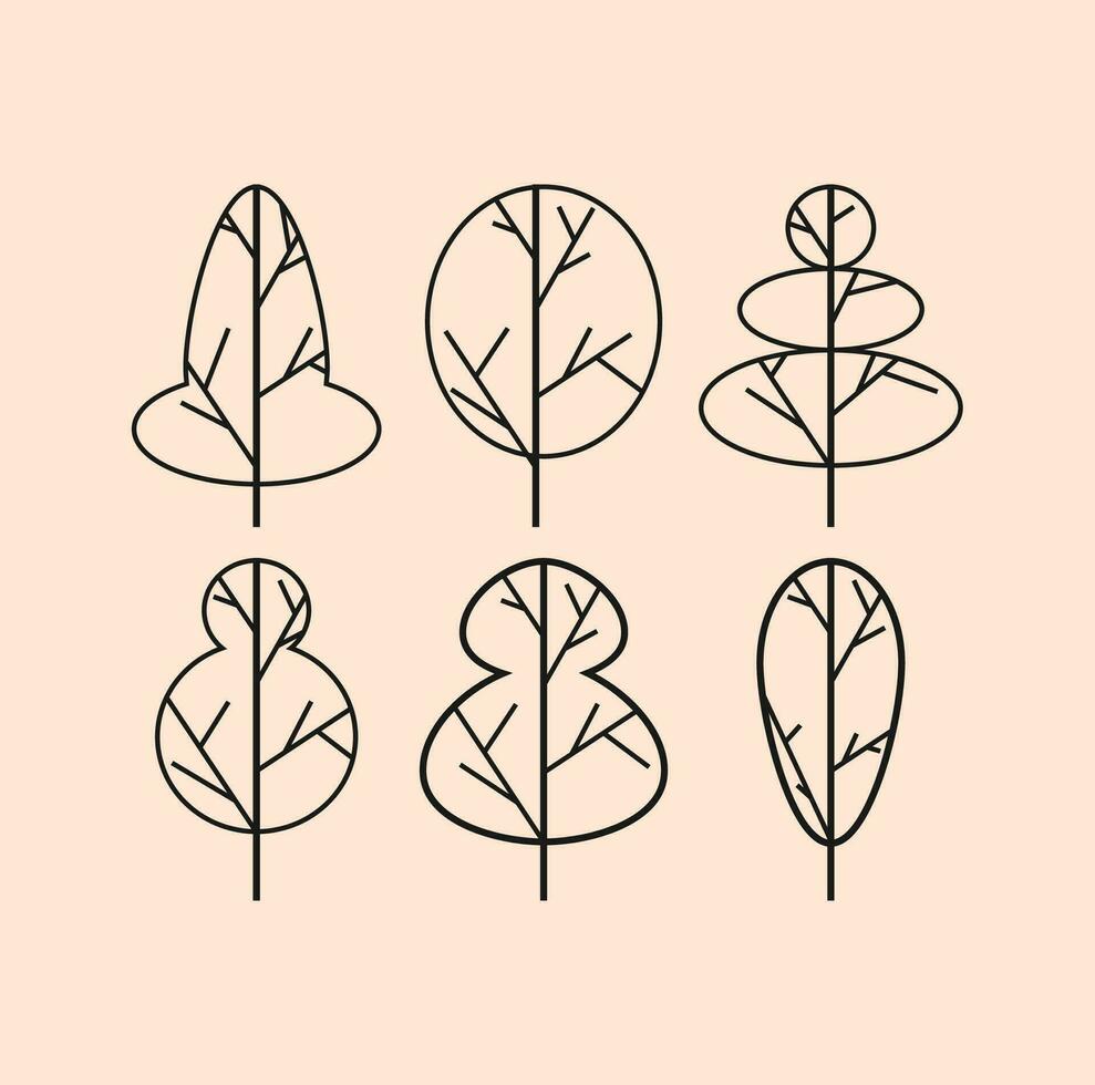 colección de sencillo y minimalista árbol ilustraciones vector