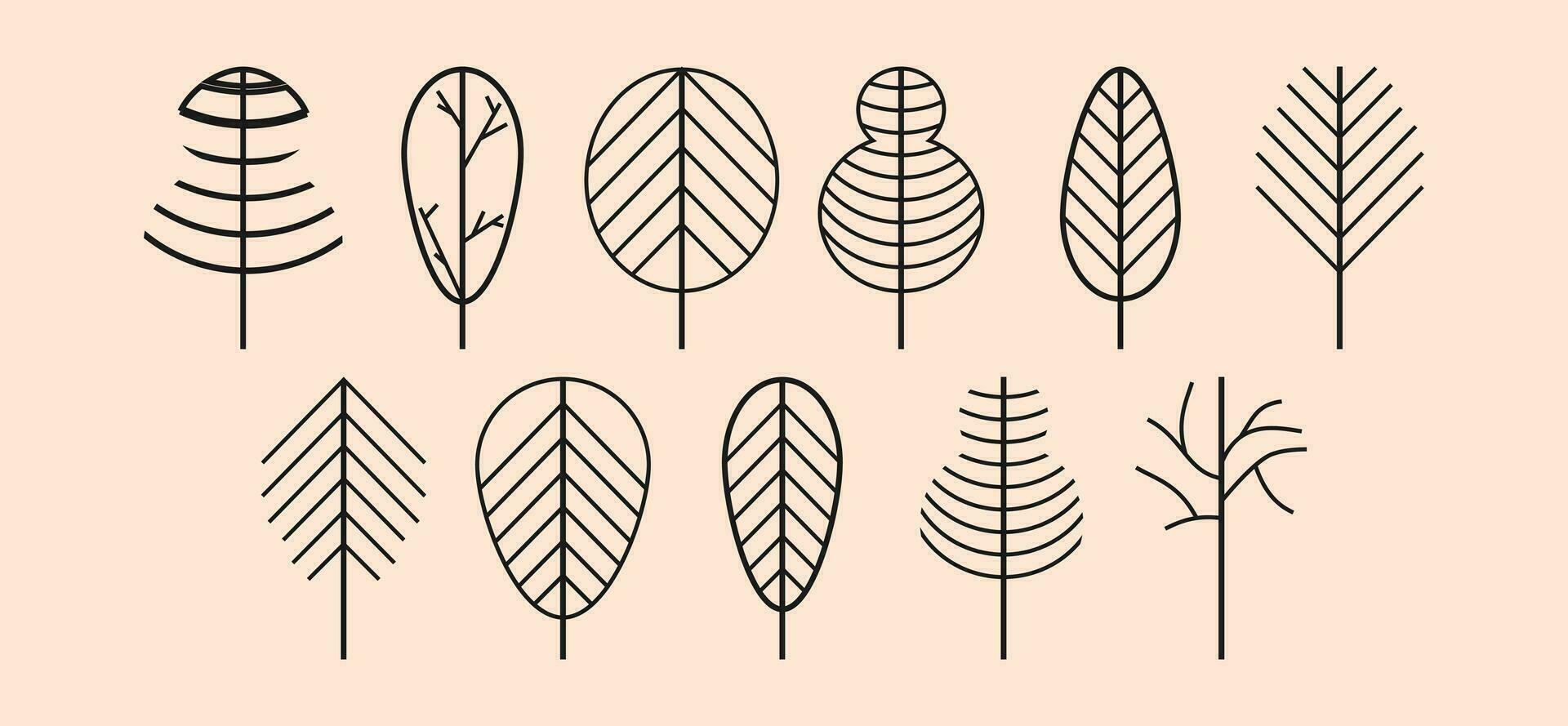 Collection of Simple and Minimalist Tree Illustrations vector