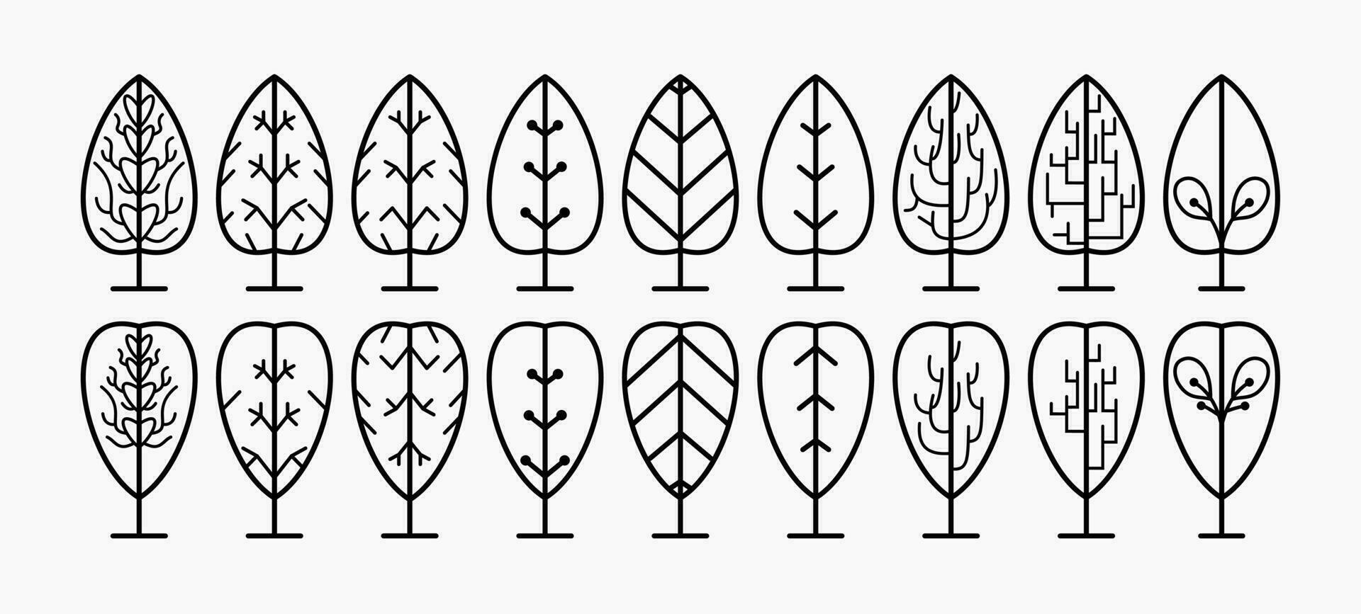 Collection of Simple and Minimalist Tree Illustrations vector