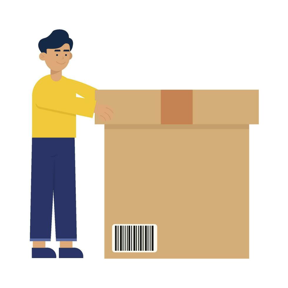 customer with box delivery illustration vector