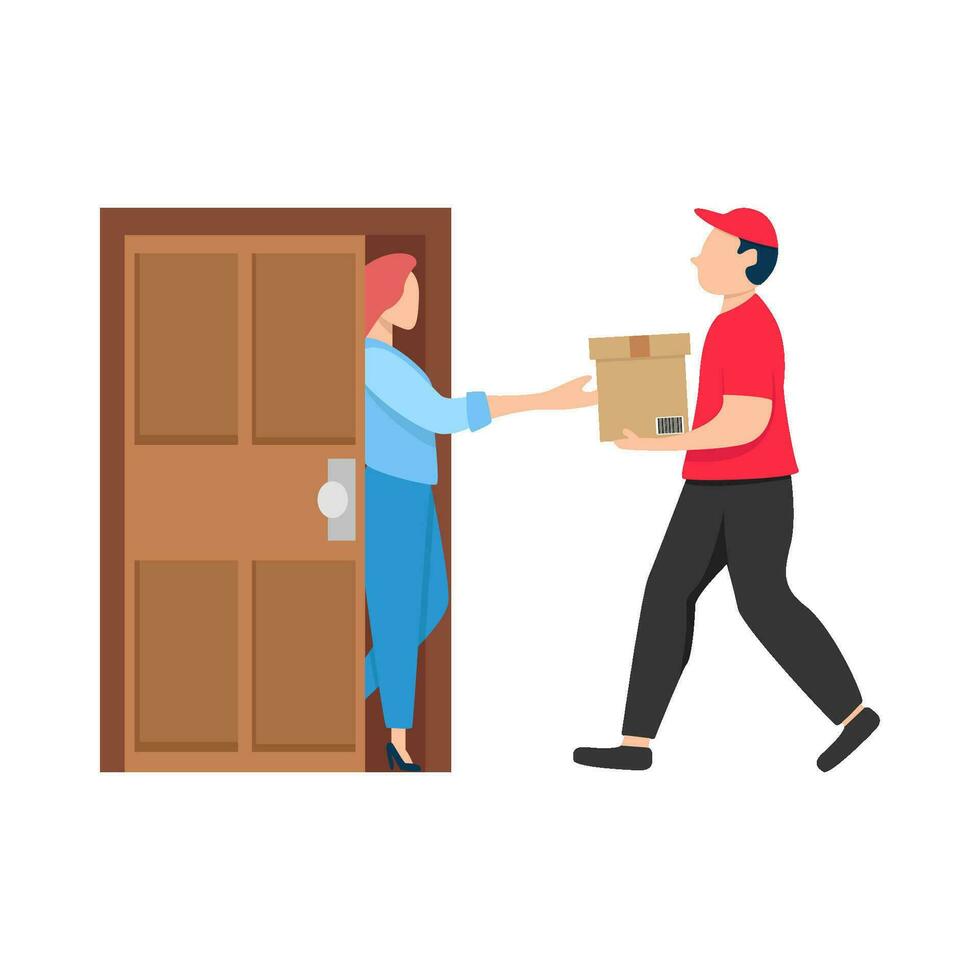 box delivery in home customer illustration vector
