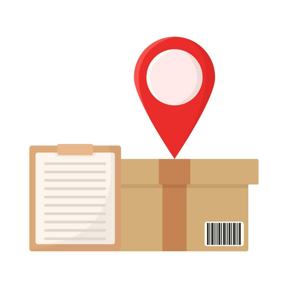 caja entrega, documento con ubicación ilustración vector