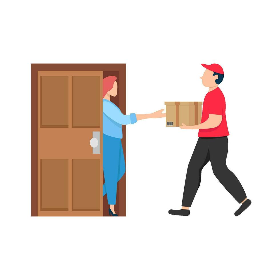 box delivery in home customer illustration vector