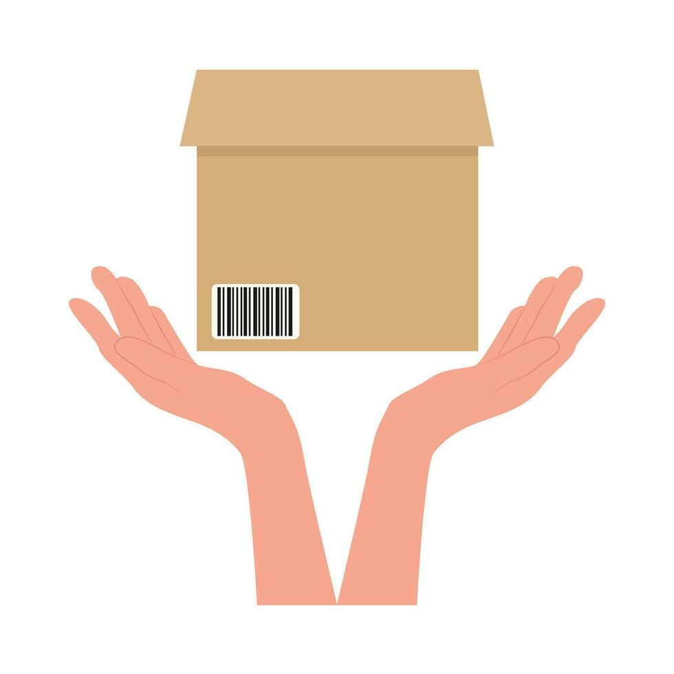 caja en mano ilustración vector